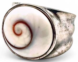 925 Sterling Silver Shiva Eye Stone Ring, Size 7, India
