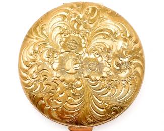 1960s Gold Toned Round Compact w/ Mirror
