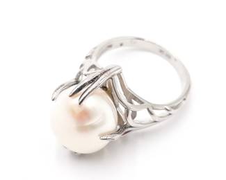Baroque Freshwater Pearl Adjustable Open Band Ring