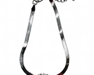 Silver Herringbone Bracelet w/ Cubic Zirconia