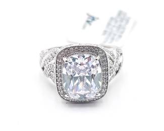 Sterling 925 Edwardian-Style Moissanite Ring