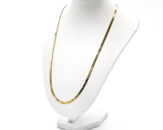 925 Sterling Silver Vermeil Herringbone Chain Necklace 20"