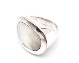 Mother of Pearl Inlay Sterling 925 Silver Ring