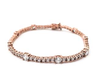 CZ Rose Gold Over Sterling Silver Tennis Bracelet