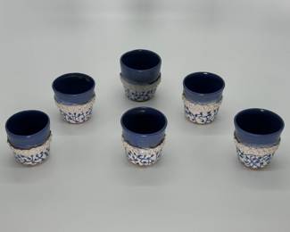 6 Handcrafted Pottery Cups Signed 'Ozawa'