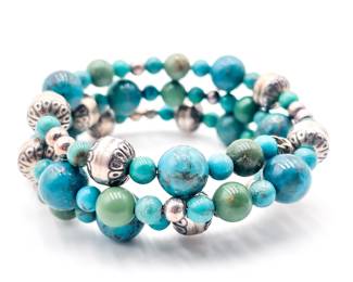 Carolyn Pollack Relios Sterling Silver Turquoise Coil Bracelet