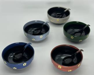 5 Japanese-Style Ceramic Ramen Bowls