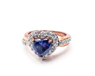 Sterling 925 Heart Stone Rose Gold-Tone Ring