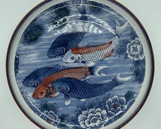 Japanese Porcelain Koi Fish Decorative Bowl