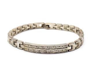Vintage Gold-Tone Link Bracelet w/ Clear Rhinestones