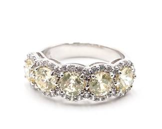 JCM Italian Rhodium 925 Silver Ring w/ Yellow Zircon