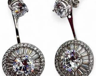 FZN 925 Sterling Silver Cubic Zirconia Halo Earrings