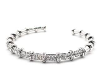 Joseph Esposito Sterling Silver 925 CZ Flexible Cuff Bracelet