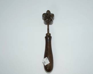 Cast Iron Rosette Iron w/ Wooden Handle