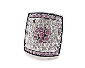 Sterling 925 Ring with Pink & Clear Stones