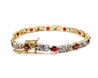 Vintage Garnet Tennis Bracelet in Sterling Silver