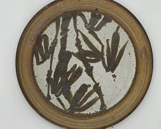 Charles McKee Stoneware Plate, Bamboo Design, 1976