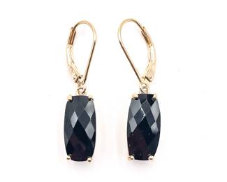 Sterling Silver Earrings w/ Faceted Black Stones