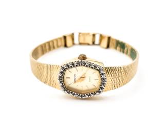 GRUEN Women's Gold-Plated Watch w/ Diamond Bezel
