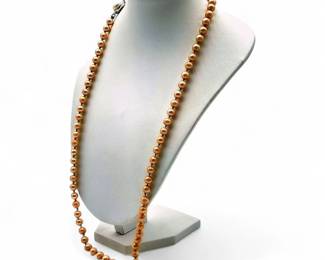 Copper Brown Faux Tahitian Pearl Necklace w/ Clasp
