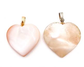 Rose Quartz Heart Pendants w/ Metal Bails