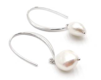 Silver Hook Earrings w/ Enchanted Pearls