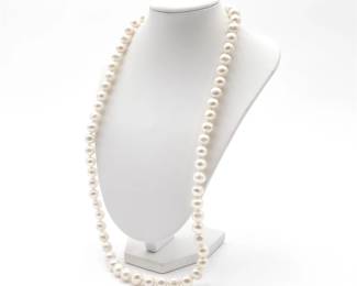 Natural Freshwater White Pearl Necklace 23"