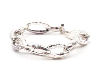 925 Sterling Silver Textured Link Bracelet Chain