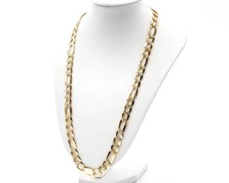 Gold-Plated Figaro Chain Necklace, 10 Size