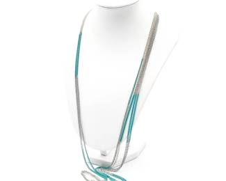 Vintage Turquoise & Sterling Silver Multi-Layered Necklace