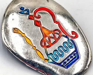Silver-Tone Enamel Pin Featuring Hookah Image