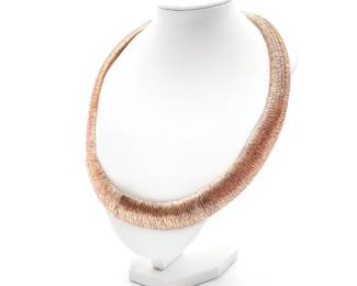 Silver 925 Rose Gold Plated Wheat Texture Necklace