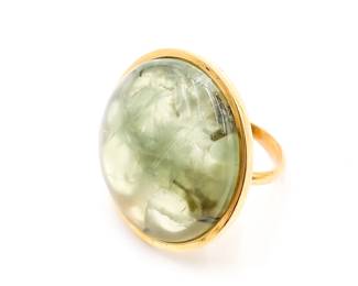Sterling 925 Ring w/ Oval Green Cabochon
