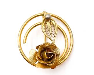 Sarah Coventry Gold-Tone Rose Brooch, 1990s