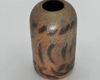 Stoneware Vase w/ Reactive Glaze, Signed Ozawa