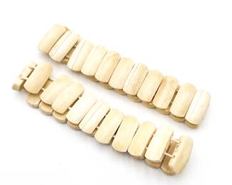 Vintage Carved Bone Stretch Bracelets