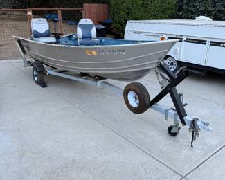 Klamath Aluminum Fishing Boat with Two Motors and Trailer