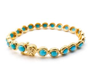 Gold-Tone Bracelet w/ Turquoise Insets