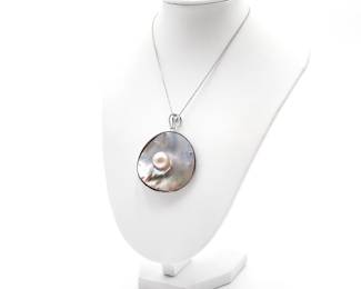 Sterling Silver Round Blister Pearl Pendant