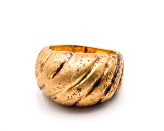 Gold Over Sterling Silver Scalloped Dome Ring