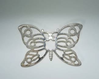 Vintage Leonard Silver Plated Butterfly Trivet, Italy