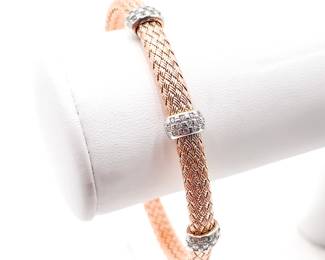 Sterling Silver/Rose Gold Vermeil Woven Cuff Bracelet