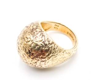 Gold-Brushed Sterling Silver Etrusca Signed Ring