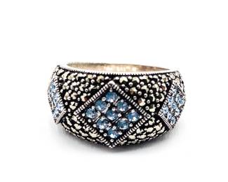 Mid-Century Sterling Silver 925 Ring w/ Blue Stones