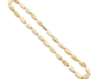 Polished Brown & Beige Stone Bead Necklace