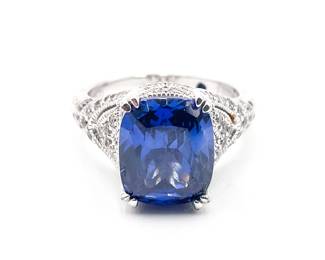 Sterling 925 Vanna K for Bella Luce Ring w/ Blue Stone