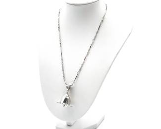 925 Sterling Silver Lily Bell-Flower Pendant Necklace