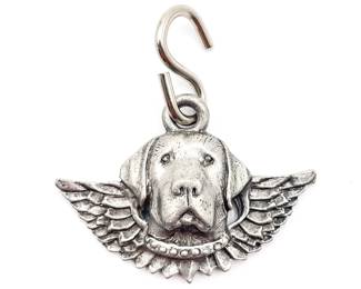 Dog Angel Charm in Antique Silver