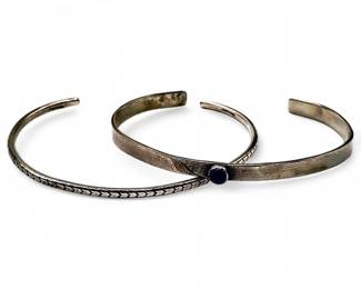 Navajo Sterling Silver and Amethyst Cuff Bracelets