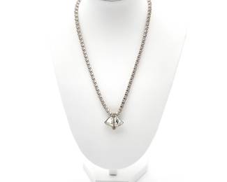 Rhinestones Necklace w/ Geometric Pendant